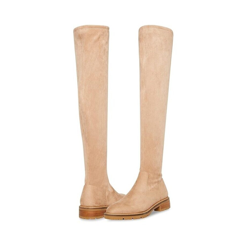 Steve Madden Lizbeth Boots Womens 8 Taupe Round Toe Block Heel Knee-High JOBB206